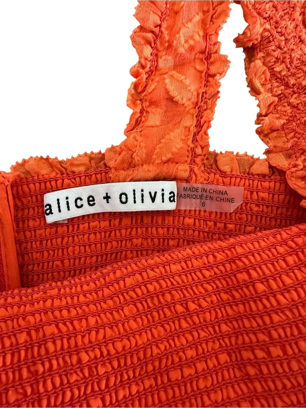 Alice + Olivia Orange Smocked Bodice Silk Blend Maxi Dress - Picture 3 of 6